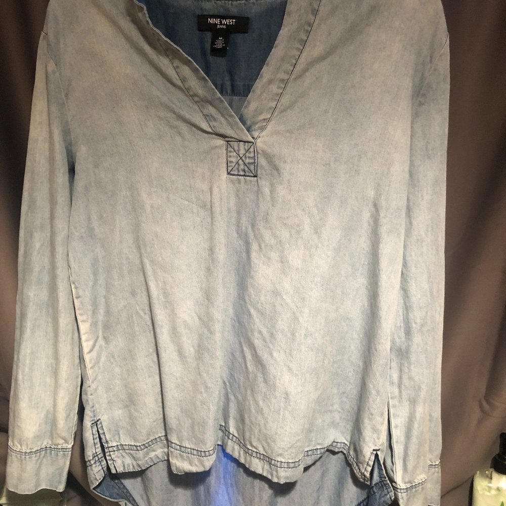 Nine West long sleeved light denim shirt- medium